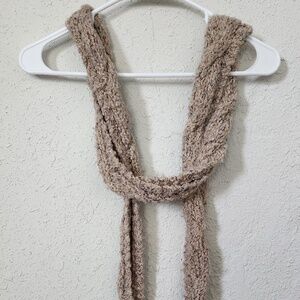 Cream and Brown Boho Knit Wrap Scarf